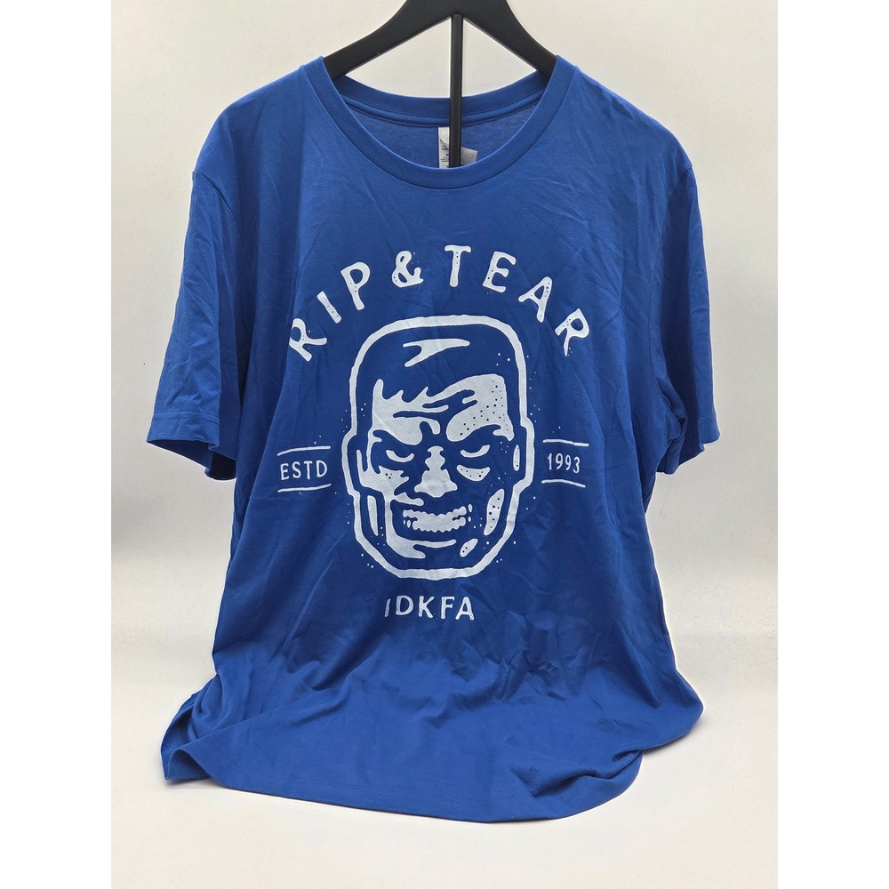 Canvas Bella+Canvas Rip & Tear Doom Guy Graphic Blue T-Shirt XL 101-352